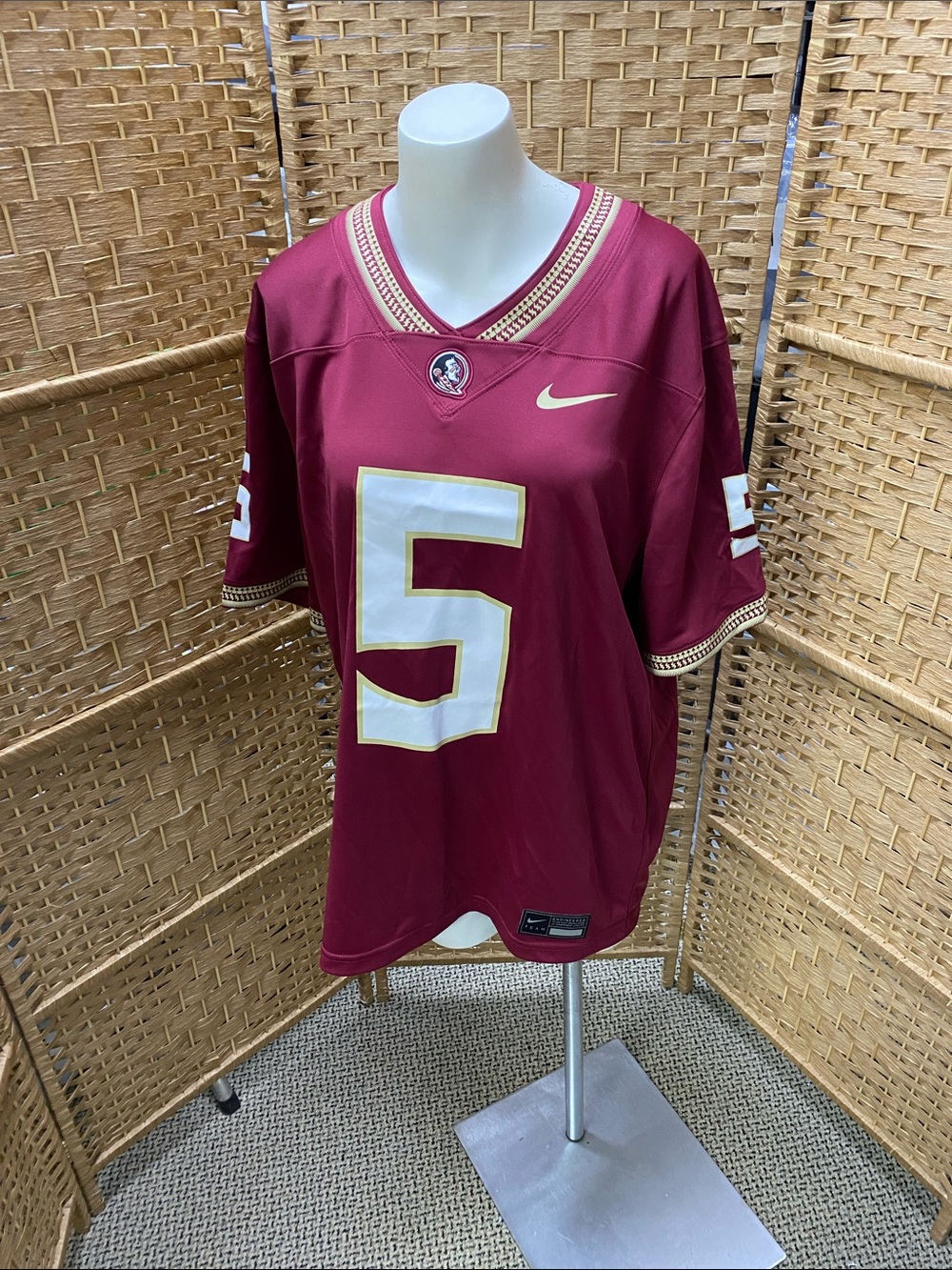 Nike Men’s Maroon Football Jersey with White and Gold Accents